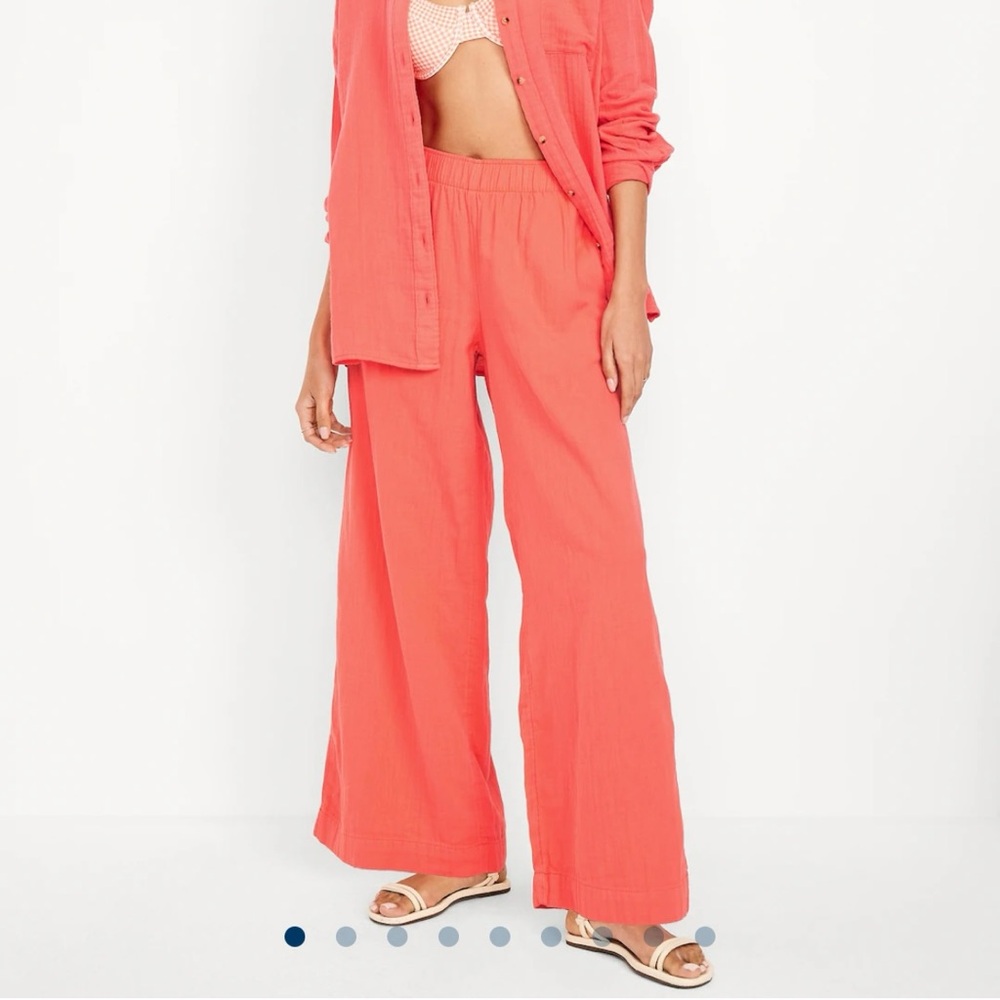 High-Waisted Crinkle Gauze Super Wide-Leg Pants